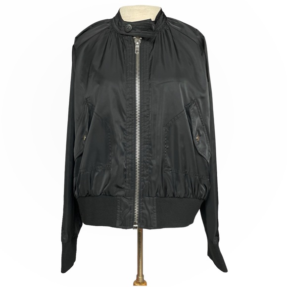 Free People ‘Midnight Bomber’ Full Zip Jacket in Black Size Medium - Picture 3 of 12